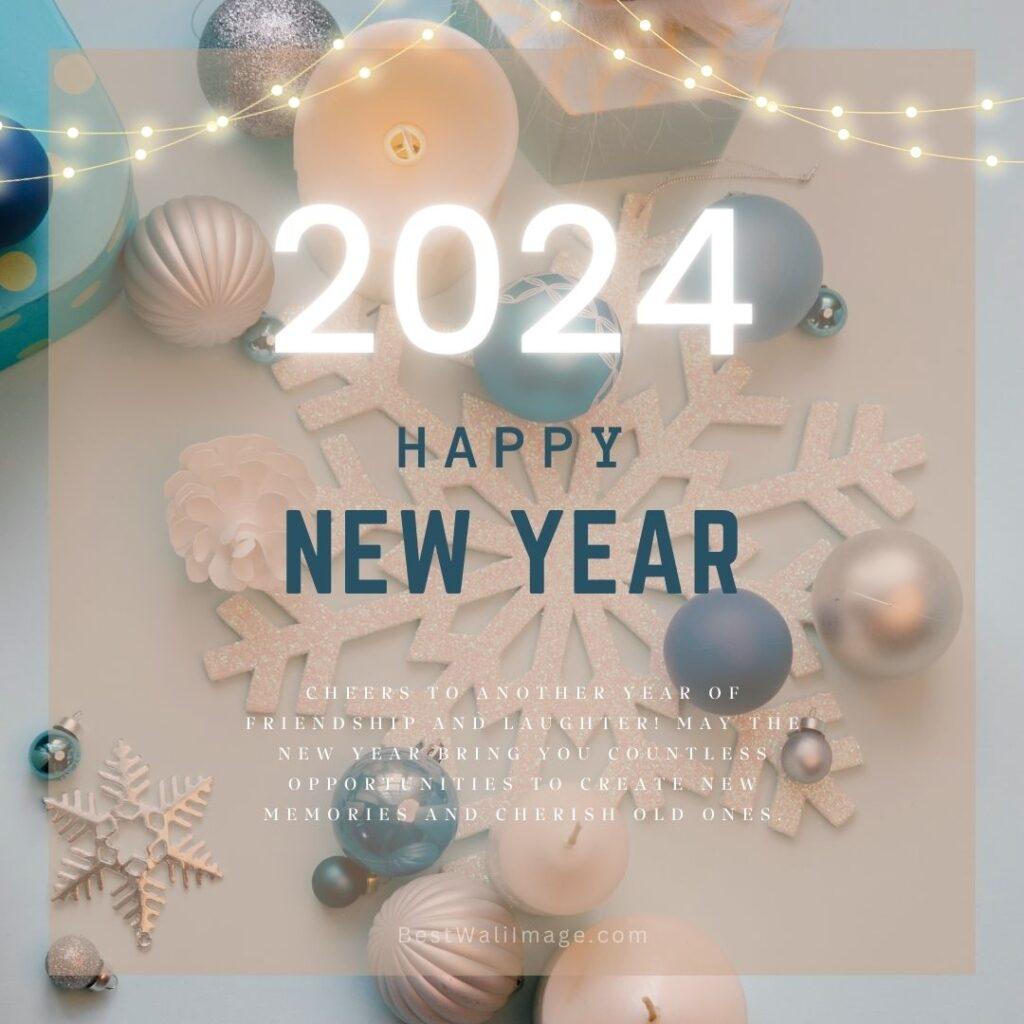 Happy New Year wishes 2024: Cheers to another year of friendship and laughter! May the new year bring you countless opportunities to create new memories and cherish old ones.