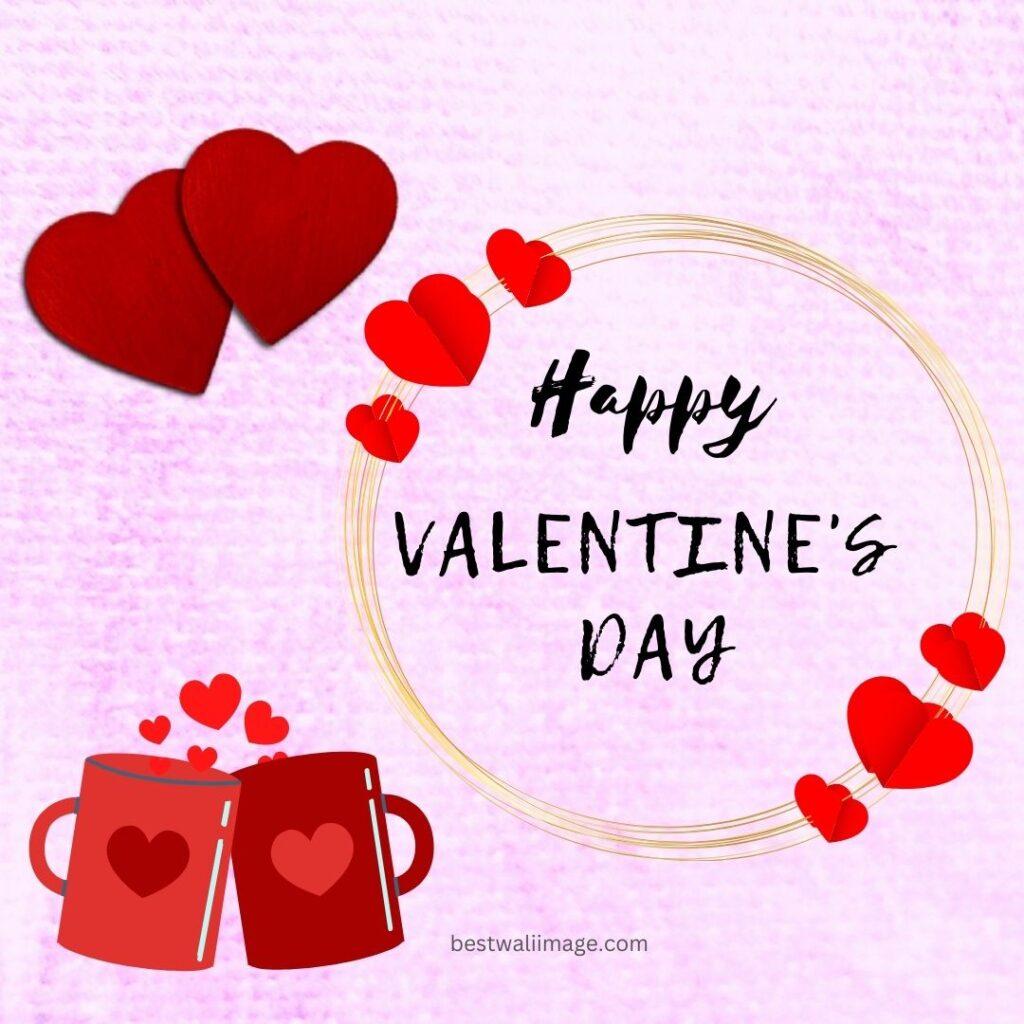 Happy valentine's day image with heart and cups