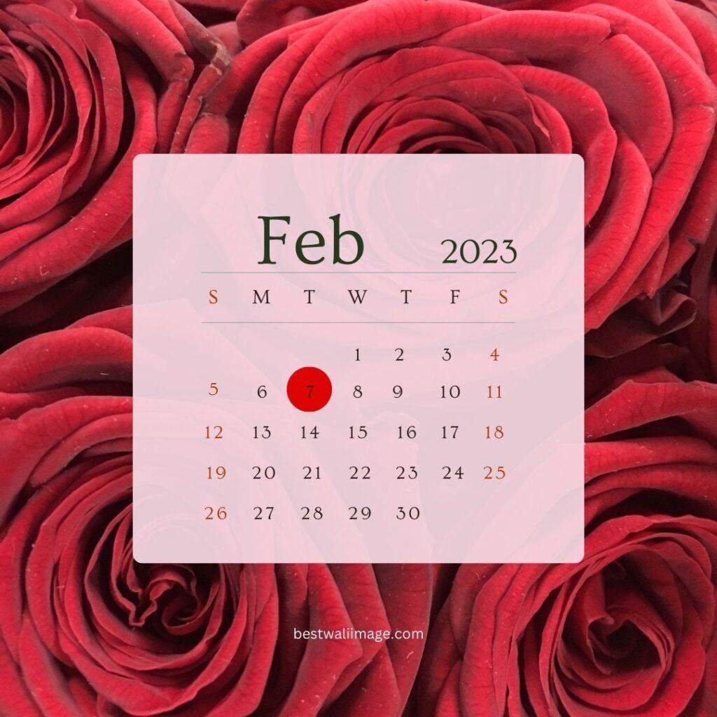 Happy rose day image with red roses and valentine week calander