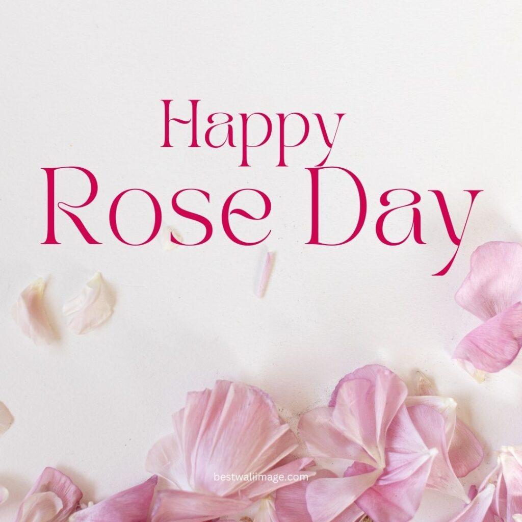 Happy Rose Day with pink flowers