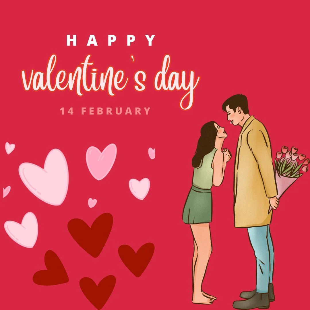 Happy valentine's day  red hearts couple