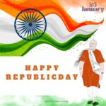 Happy Republic day, 26th January with India flag and PM Narendre Modi Image.