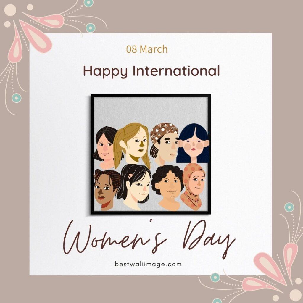 in image Lots of women in one frame and Happy Women's Day on March 8.