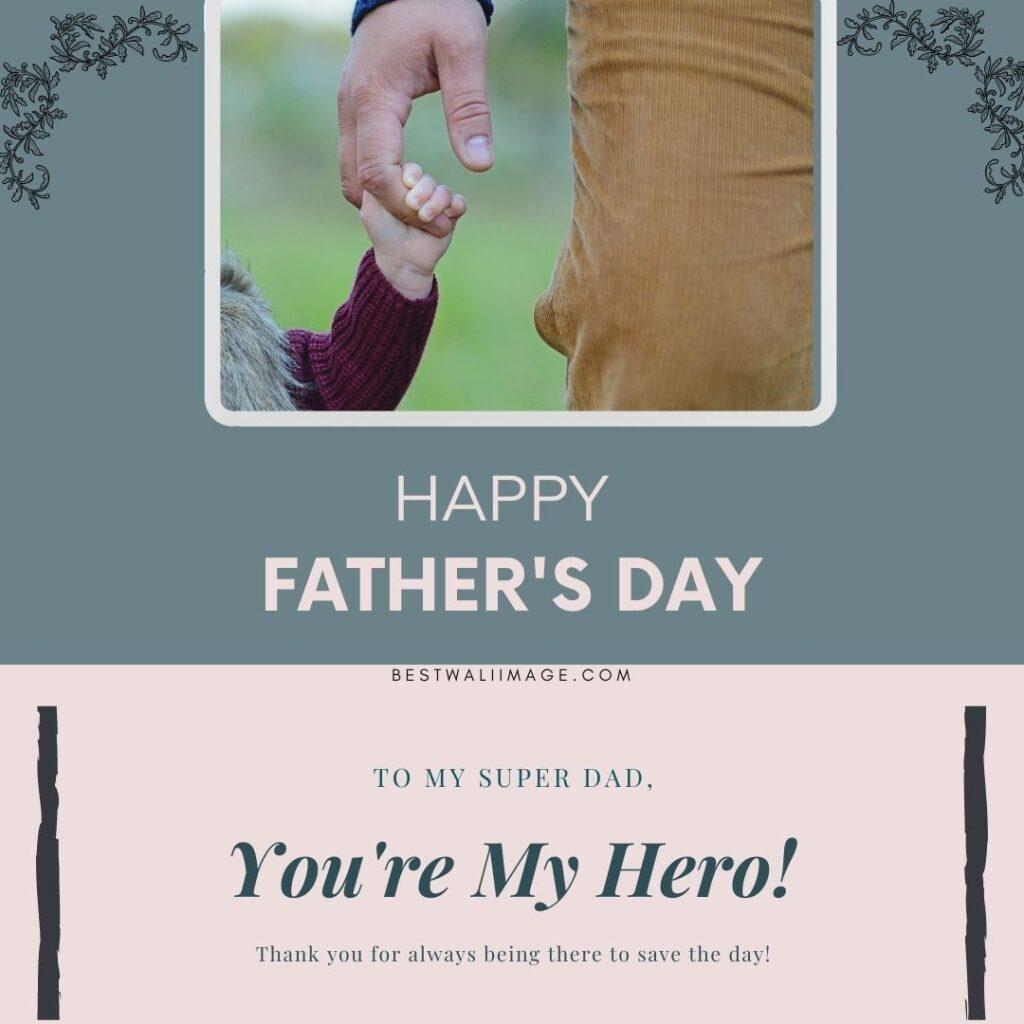 Happy Father's Day written with father's finger child holding image