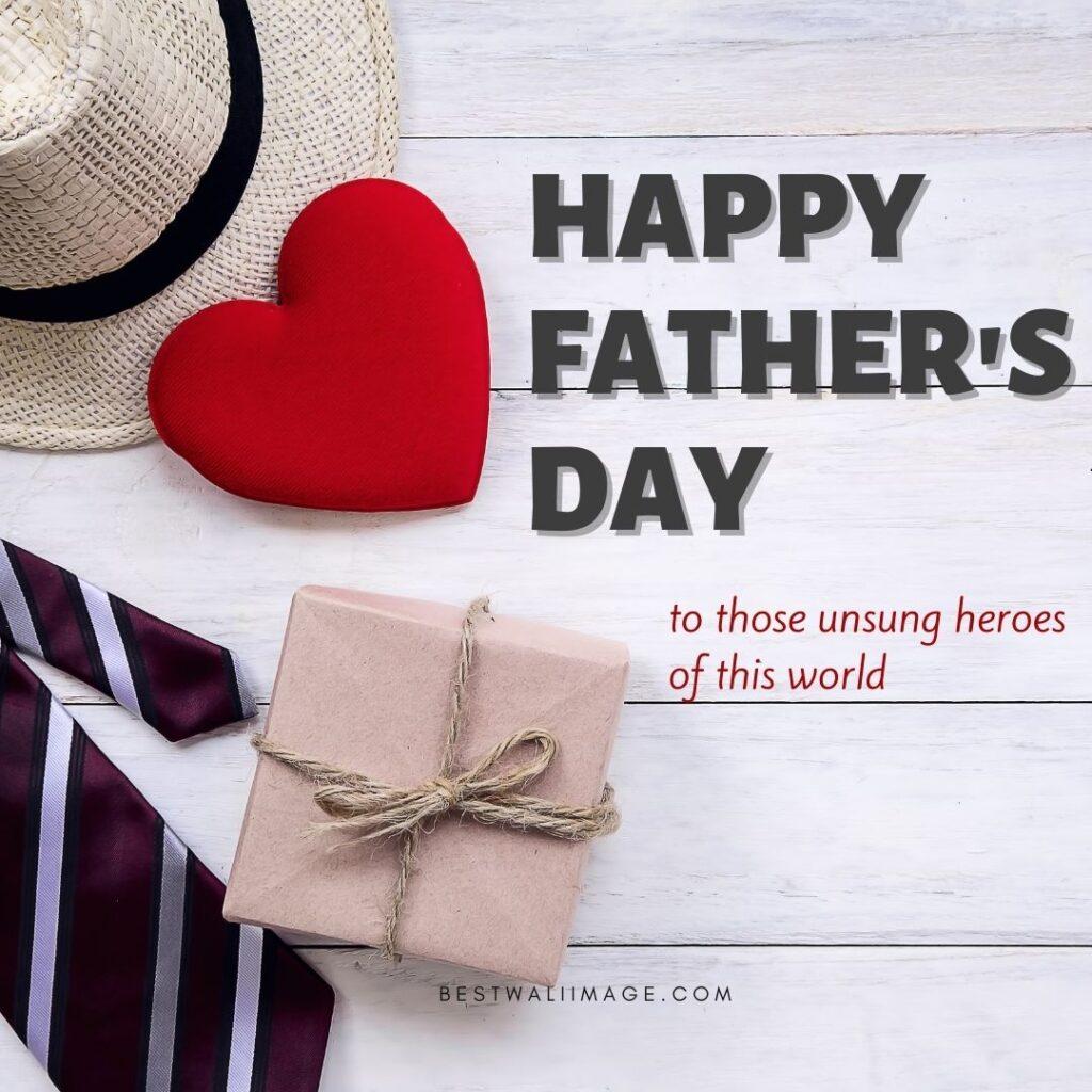 happy fathers day with red heart and gift